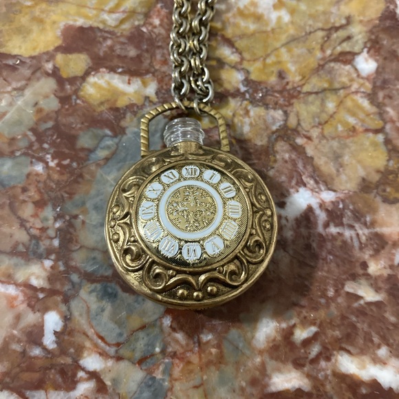 Vintage 1970s Avon Pocket Watch Pendant Perfume Bottle - Picture 8 of 9